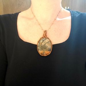 Petrified Carrizo Wood Pendant and Chain